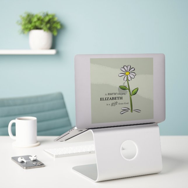 Nurse Birthday Religious Green Daisy Personalized (Laptop On Desk)