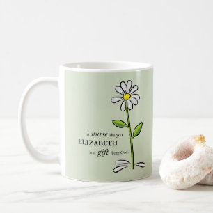Nurse Birthday Religious Green Daisy Personalized Coffee Mug