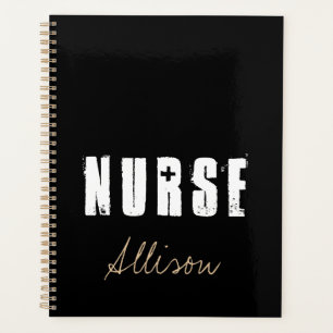 Nurse Black and Gold Stylish Personalized  Planner