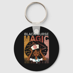 Nurse Black Woman Magic Afro Melanin Queen Black H Keychain