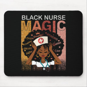 Nurse Black Woman Magic Afro Melanin Queen Black H Mouse Pad