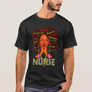 Nurse Black Woman Magic Afro Melanin Queen Black H T-Shirt