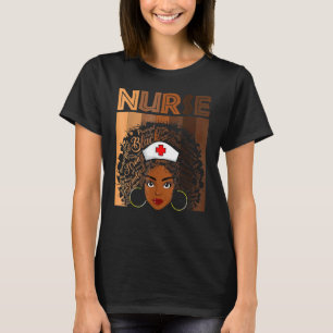 Nurse Black Women Black History Month Afro African T-Shirt