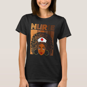 Nurse Black Women Black History Month Afro African T-Shirt