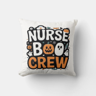 Nurse Boo Crew Halloween Healthcare Hero Spooky Throw Pillow