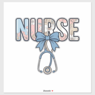 Nurse Bow Stethoscope Vintage Floral