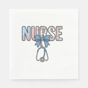 Nurse Bow Stethoscope Vintage Floral Napkin