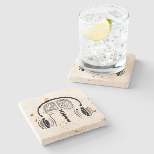 Nurse Brain Gray Listening to Song Stone Coaster