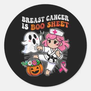 Nurse Breast Cancer Awareness Karate Fight Ghost H Classic Round Sticker