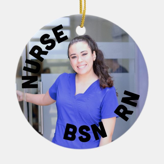 nurse bsn rn photo circle ceramic ornament (Front)