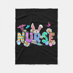 Nurse Bunny Ears Egg Stethoscope Cute Easter Scrub Fleece Blanket