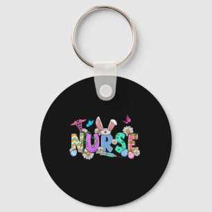 Nurse Bunny Ears Egg Stethoscope Cute Easter Scrub Keychain