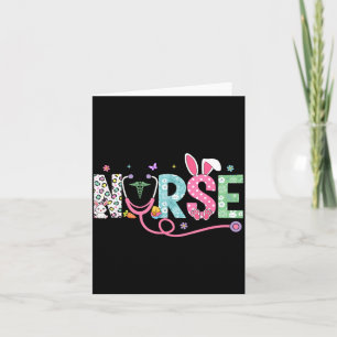 Nurse Bunny Ears Egg Stethoscope Easter Day Scrub Card
