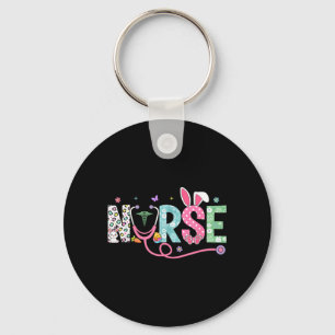 Nurse Bunny Ears Egg Stethoscope Easter Day Scrub Keychain