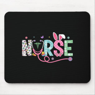 Nurse Bunny Ears Egg Stethoscope Easter Day Scrub Mouse Pad