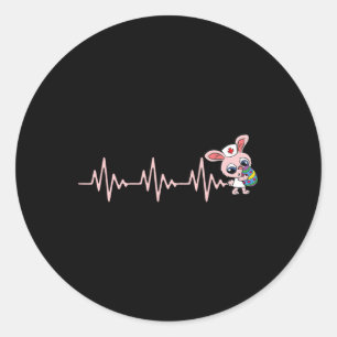 Nurse Bunny Heartbeat Easter Egg Hunting Rabbit Nu Classic Round Sticker