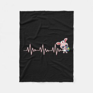 Nurse Bunny Heartbeat Easter Egg Hunting Rabbit Nu Fleece Blanket
