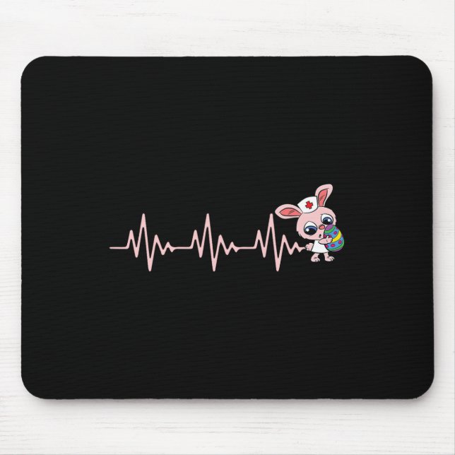 Nurse Bunny Heartbeat Easter Egg Hunting Rabbit Nu Mouse Pad (Front)