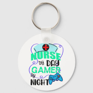 Nurse by Day Gamer by Night, Funny Gaming Nursing Keychain
