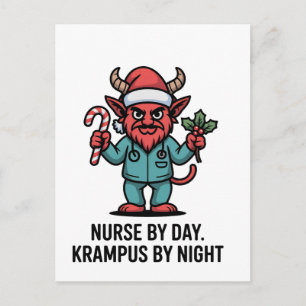 Nurse by Day Krampus by Night Nursing Nurse Announcement Postcard