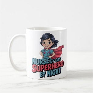 Nurse By Day Superhero By Night Funny Nurse Coffee Mug
