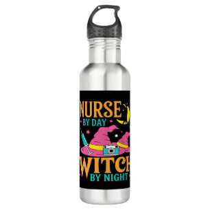 Nurse by Day, Witch by Night Cat Halloween Classic 710 Ml Water Bottle
