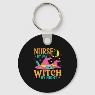Nurse by Day, Witch by Night Cat Halloween Classic Keychain