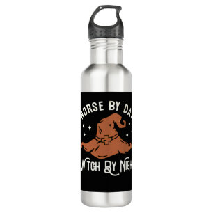Nurse by Day Witch by Night - Funny Halloween Nurs 710 Ml Water Bottle