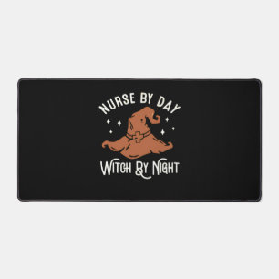 Nurse by Day Witch by Night - Funny Halloween Nurs Desk Mat