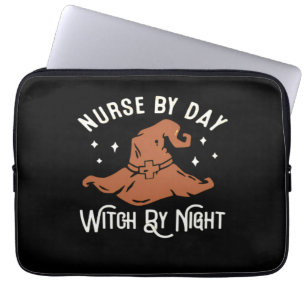 Nurse by Day Witch by Night - Funny Halloween Nurs Laptop Sleeve