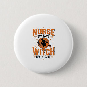 Nurse by Day Witch by Night Halloween Design_1 2 Inch Round Button