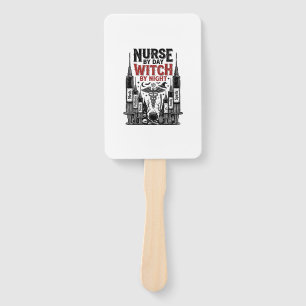 Nurse By Day Witch By Night Halloween Design_1 Hand Fan