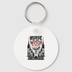 Nurse By Day Witch By Night Halloween Design_1 Keychain