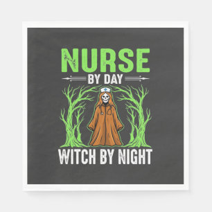 Nurse By Day Witch By Night Halloween Design_1 Napkin