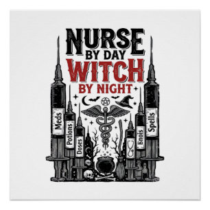 Nurse By Day Witch By Night Halloween Design_1 Poster