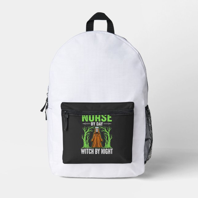 Nurse By Day Witch By Night Halloween Design_1 Printed Backpack (Front)