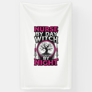 Nurse By Day Witch By Night Halloween Shirt Design Banner
