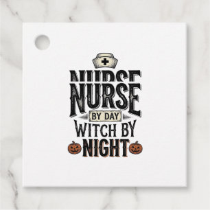 Nurse By Day Witch By Night Halloween Shirt Design Favour Tags