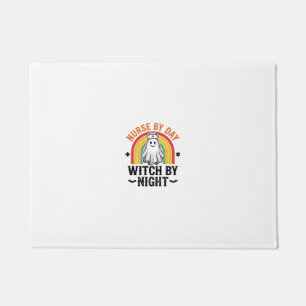 Nurse By Day Witch By Night Vintage Ghost Design_1 Doormat