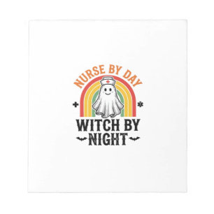 Nurse By Day Witch By Night Vintage Ghost Design_1 Notepad