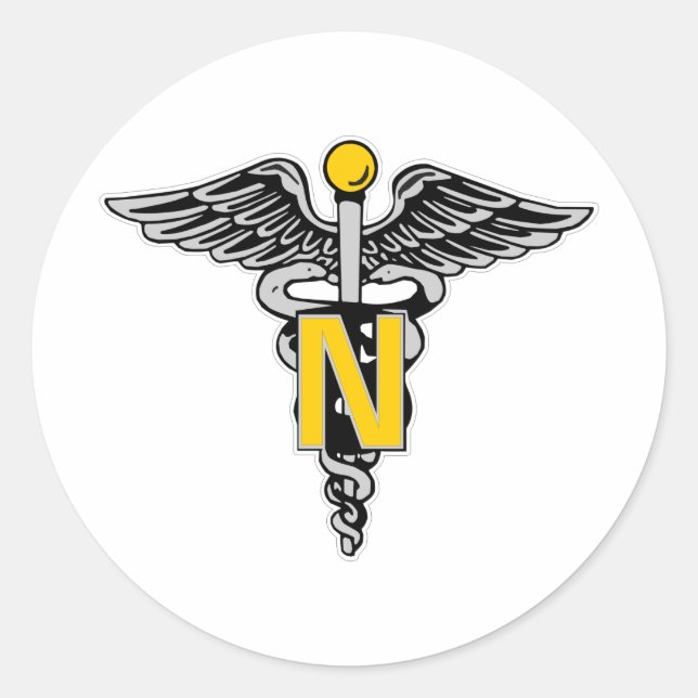 Nurse Caduceus Classic Round Sticker (Front)