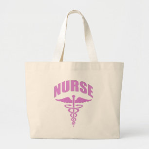 Nurse Caduceus Pink Large Tote Bag