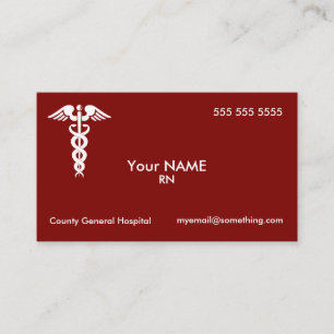 Nurse Caduceus Red Business Card