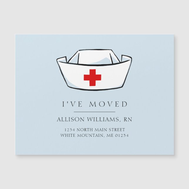 Nurse Cap Blue Moving Announcement (Front)