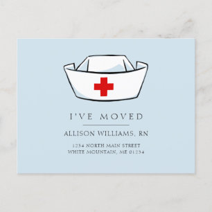 Nurse Cap Blue Moving Announcement Postcard