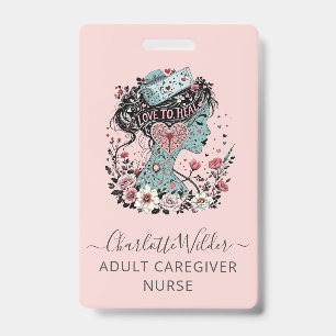 Nurse Caregiver Blush Pink Badge