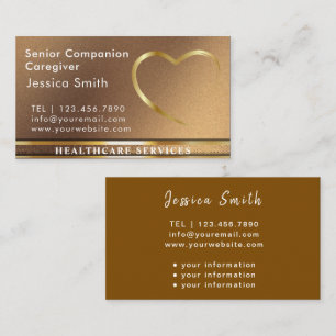 Nurse Caregiver Modern Black & golden Medical Care Business Card