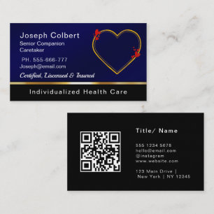 Nurse Caregiver Modern Blue Medical Care QR Code Business Card