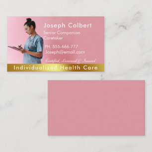 Nurse Caregiver Modern Rose Gold Medical Business Card