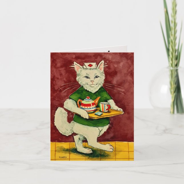 Nurse Cat Folded Note Card (Front)